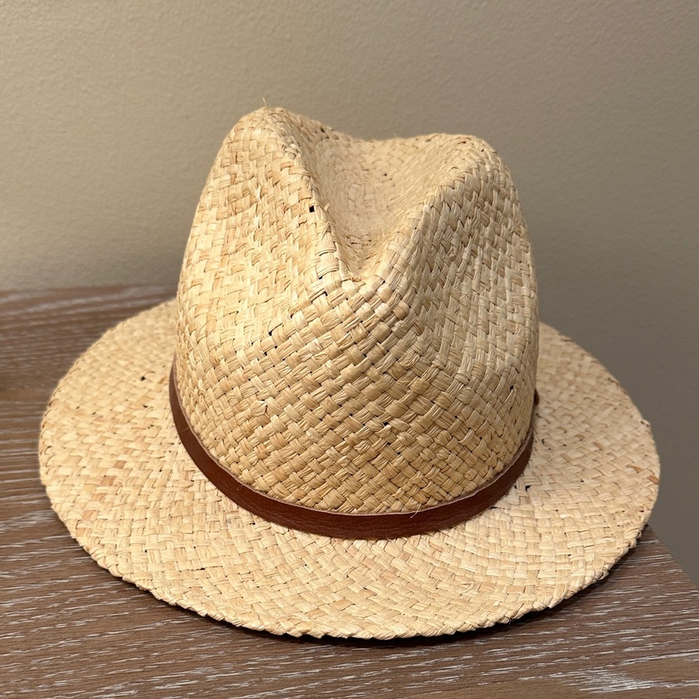 Straw Fedora Hat with Brown Band - Women Accessories
